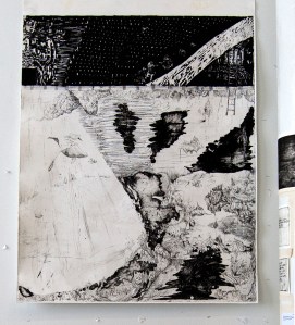 "The Great Escape" at the BA-show (Etch and woodcut)